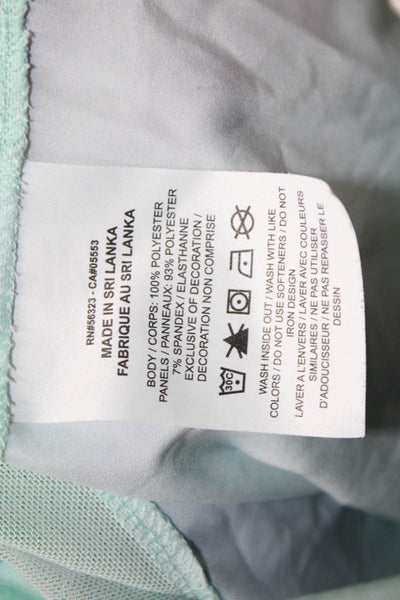 Nike Womens Scoop Neck Mesh Trim Tie Dyed Logo Tank Top Green White Size Small