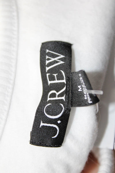 J Crew Womens Scoop Neck Ribbed Knit Short Tank Top White Cotton Size Medium