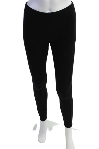 Splendid Womens Elastic Waistband Mid Rise Knit Ankle Leggings Black Size Medium