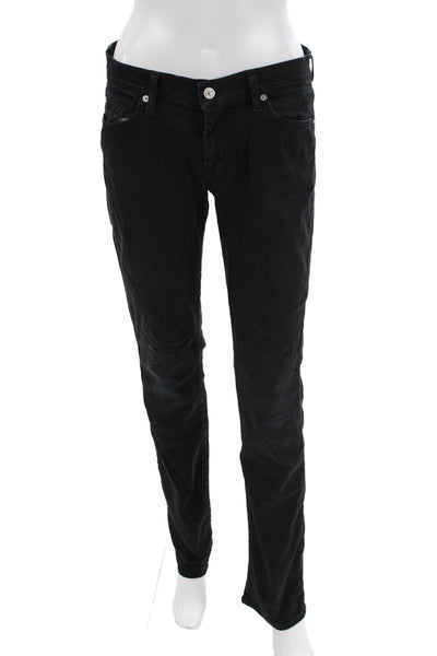7 For All Mankind Womens Cotton High Rise Straight Leg Jeans Black Size 27