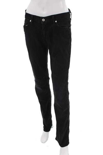 7 For All Mankind Womens Cotton High Rise Straight Leg Jeans Black Size 27