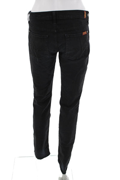 7 For All Mankind Womens Cotton High Rise Straight Leg Jeans Black Size 27