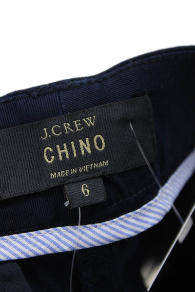 J Crew Womens Cotton High Rise Chino Shorts Navy Blue Size 6