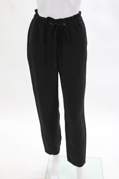 Theory Womens Admiral Crepe Traplin High Rise Slim Leg Pants Black Size 0