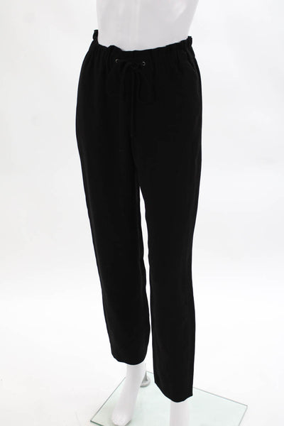 Theory Womens Admiral Crepe Traplin High Rise Slim Leg Pants Black Size 0