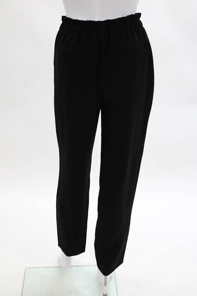 Theory Womens Admiral Crepe Traplin High Rise Slim Leg Pants Black Size 0