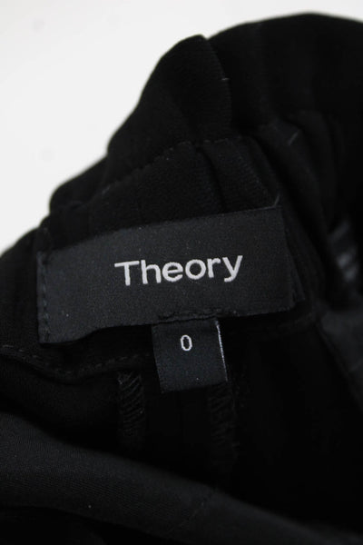 Theory Womens Admiral Crepe Traplin High Rise Slim Leg Pants Black Size 0