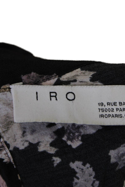 IRO Womens Floral Print V-neck Long Sleeve Wide Leg Jumpsuit Black Size 42