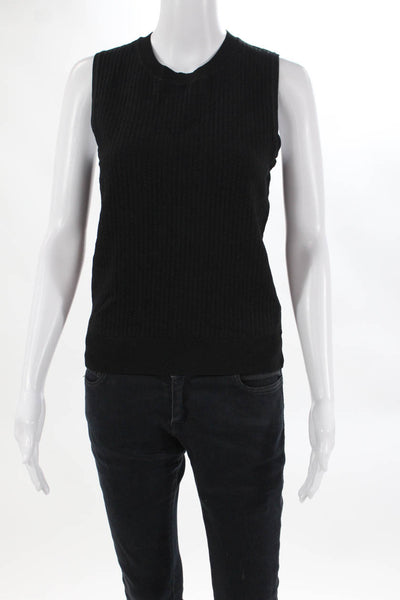 Theory Womens Polished Knit Novelty Shell Sweater Black Size Petite