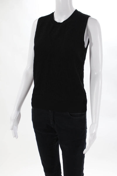 Theory Womens Polished Knit Novelty Shell Sweater Black Size Petite