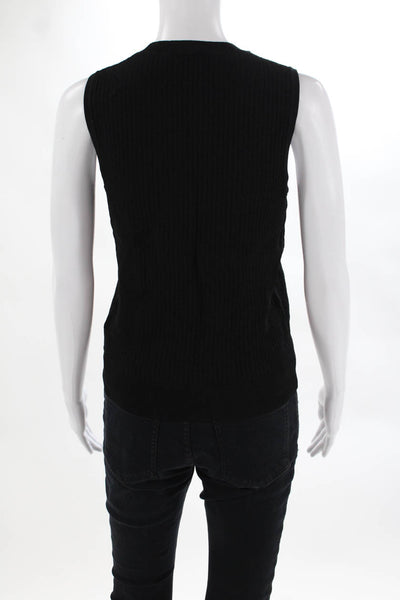 Theory Womens Polished Knit Novelty Shell Sweater Black Size Petite