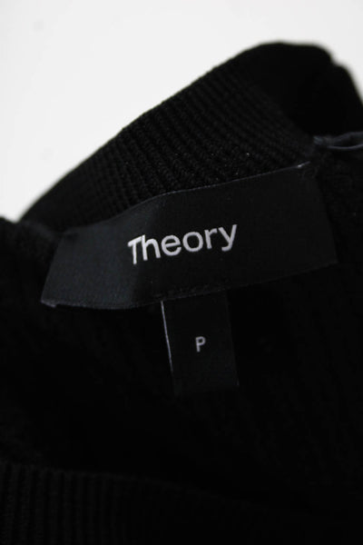 Theory Womens Polished Knit Novelty Shell Sweater Black Size Petite