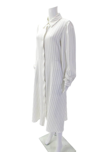 Julia Jordan Womens Striped Print Collared Button Up Belted Dress White Size 10
