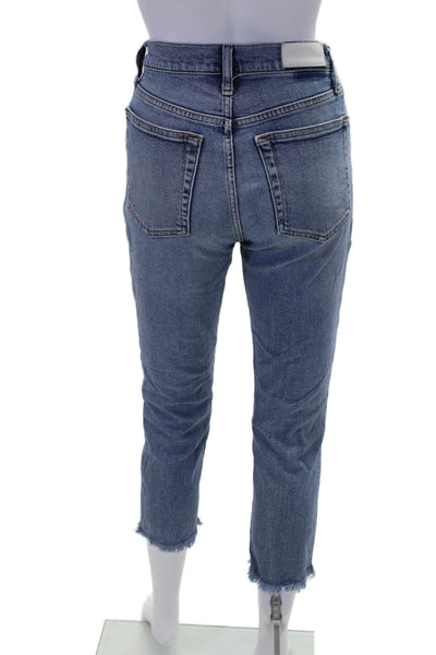 Re/Done Womens Medium Wash High Rise Straight Leg Jeans Blue Size 26