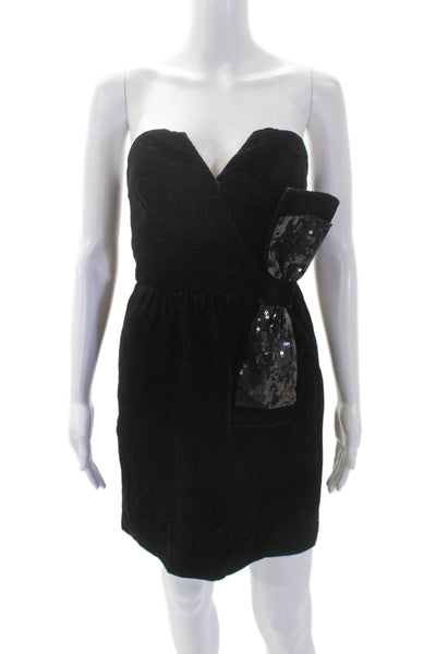 Jill Stuart Dress Womens Velvet Strapless Sequined Bow Dress Black Size 4