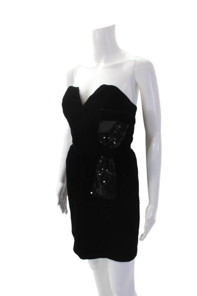 Jill Stuart Dress Womens Velvet Strapless Sequined Bow Dress Black Size 4