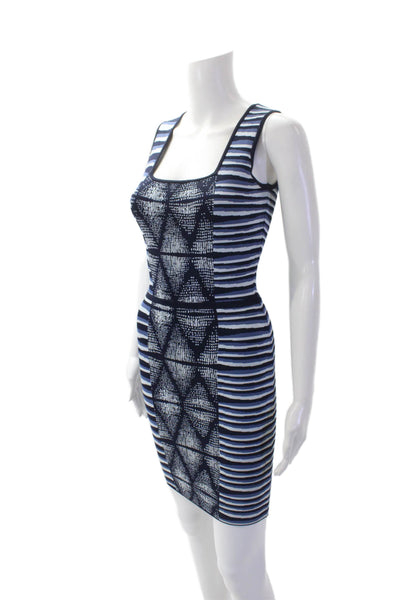 BCBG Max Azria Womens Striped Body Con Hailey Dress Blue Size Extra Small
