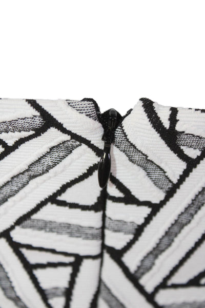 Parker Womens Geometric Print Sleeveless A Line Dress White Black Size Small