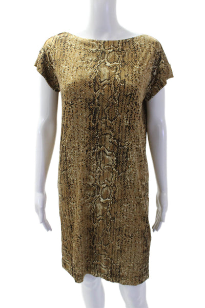 Tory Burch Womens Snakeskin Print Shirt Dress Brown Size Extra Small