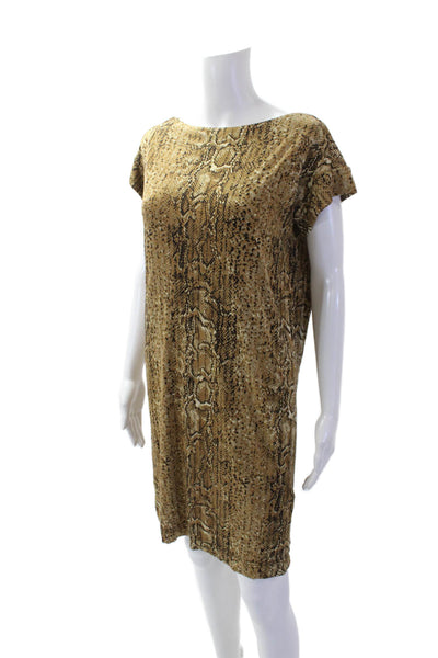 Tory Burch Womens Snakeskin Print Shirt Dress Brown Size Extra Small