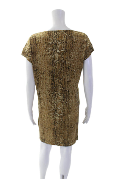 Tory Burch Womens Snakeskin Print Shirt Dress Brown Size Extra Small