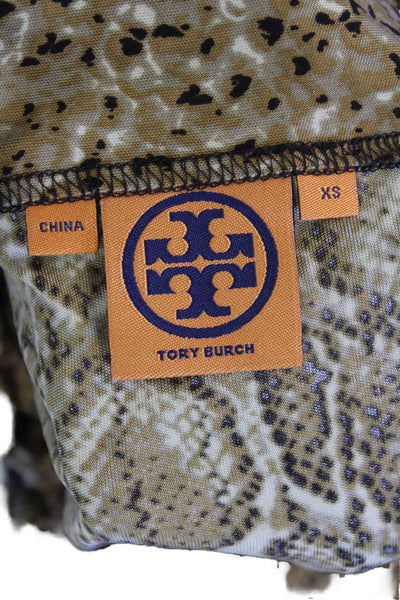 Tory Burch Womens Snakeskin Print Shirt Dress Brown Size Extra Small