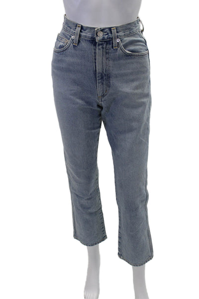 Agolde Womens Light Wash High Rise Straight Leg Denim Jeans Blue Size 24