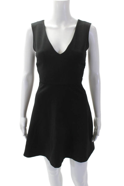 Zara Woman Womens V Neck Bow Back A Line Dress Black Size Extra Small