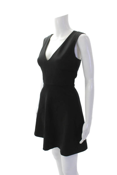 Zara Woman Womens V Neck Bow Back A Line Dress Black Size Extra Small
