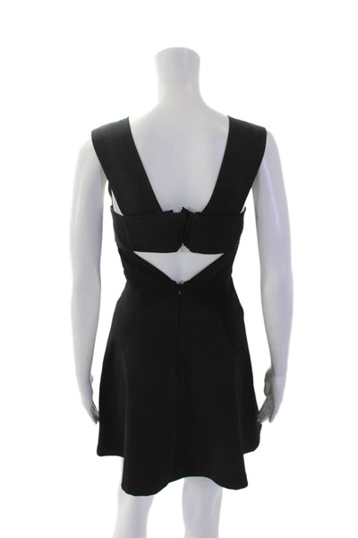 Zara Woman Womens V Neck Bow Back A Line Dress Black Size Extra Small