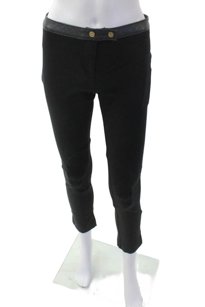 Tory Burch Womens Mid Rise Skinny Leg Dress Pants Black Cotton Size Extra Small