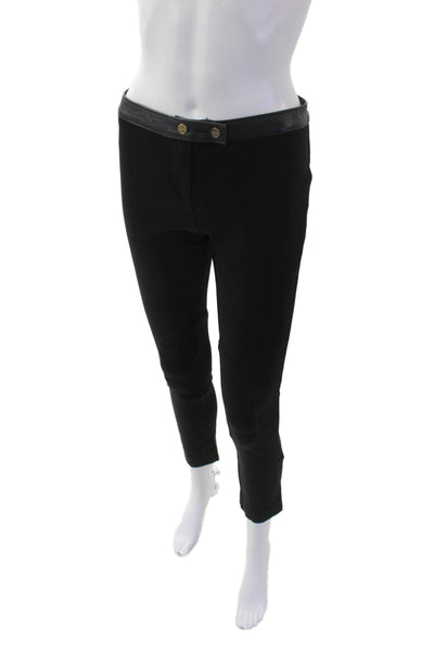 Tory Burch Womens Mid Rise Skinny Leg Dress Pants Black Cotton Size Extra Small