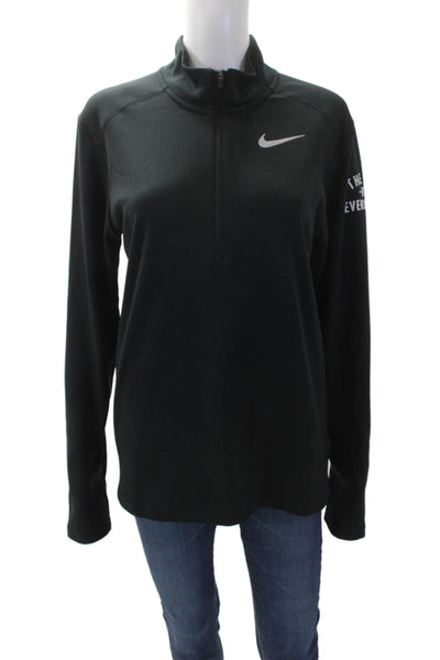 Nike Womens Long Sleeve High Neck Athletic Casual Top Black Size S