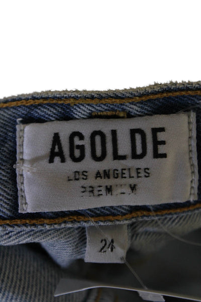 Agolde Womens Light Wash High Rise Straight Leg Denim Jeans Blue Size 24