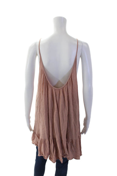 9 Seed Womens Textured V-neck Spaghetti Strap Lined Blouse Pink OS