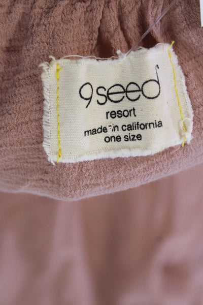 9 Seed Womens Textured V-neck Spaghetti Strap Lined Blouse Pink OS