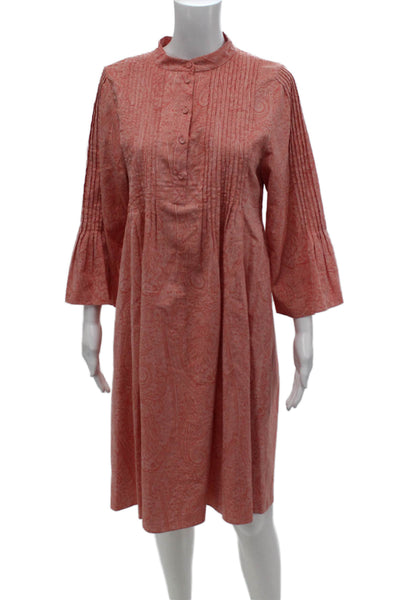 Erdem Womens Long Sleeve Crew Neck Floral Paisley Dress Pink Cotton Size 4