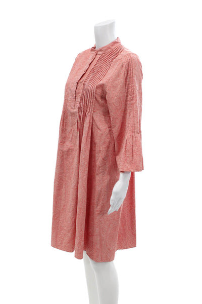 Erdem Womens Long Sleeve Crew Neck Floral Paisley Dress Pink Cotton Size 4