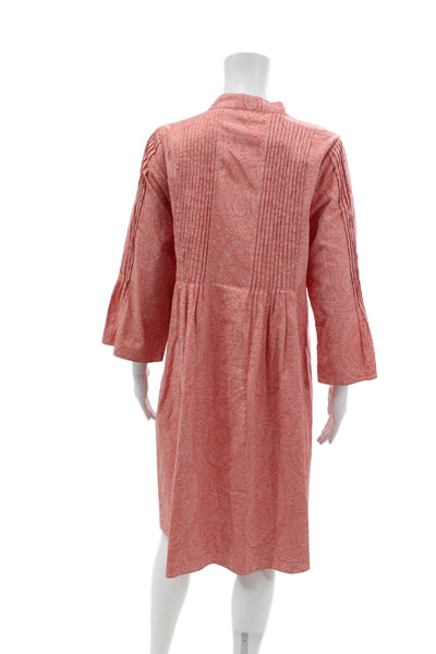 Erdem Womens Long Sleeve Crew Neck Floral Paisley Dress Pink Cotton Size 4