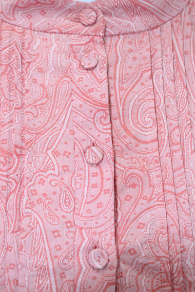 Erdem Womens Long Sleeve Crew Neck Floral Paisley Dress Pink Cotton Size 4