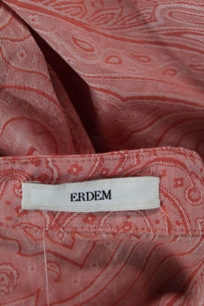 Erdem Womens Long Sleeve Crew Neck Floral Paisley Dress Pink Cotton Size 4