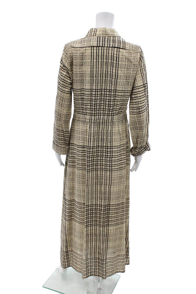 Stephan Janson Womens Long Sleeve Button Front Long Shirt Dress Brown Size IT 42