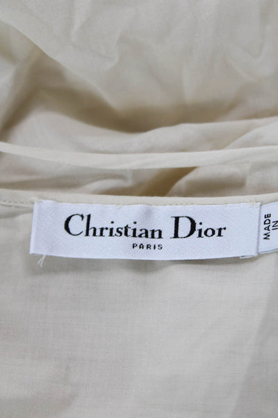Christian Dior Womens 3/4 Sleeve V Neck Floral Belted Midi Dress White Multi 2