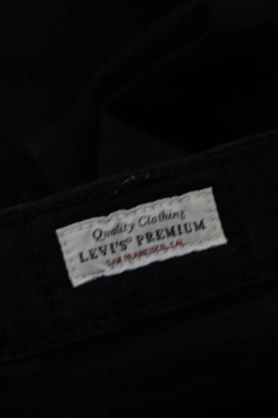 Levis Womens High Rise Straight Leg Crop Jeans Black Cotton Size 25