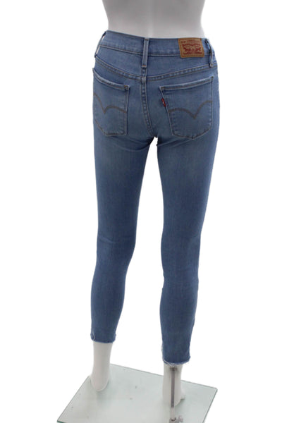 Levis Womens High Rise 70's Super Skinny Leg Jeans Blue Cotton Size 24