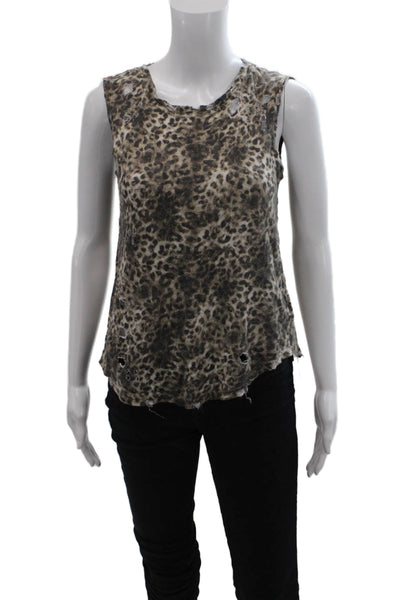 Generation Love Womens Linen Animal Print Tank Top Brown Black Size Extra Small