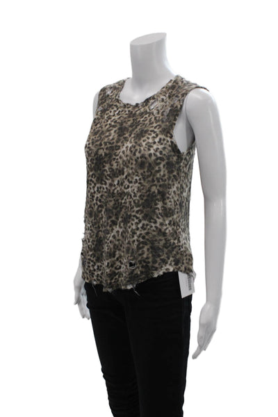 Generation Love Womens Linen Animal Print Tank Top Brown Black Size Extra Small