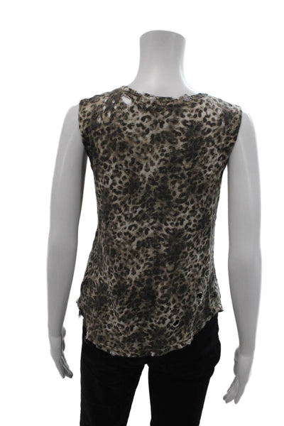 Generation Love Womens Linen Animal Print Tank Top Brown Black Size Extra Small
