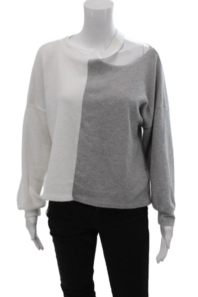 Vintage Havana Womens Long Sleeves Sweatshirt White Grey Size Small