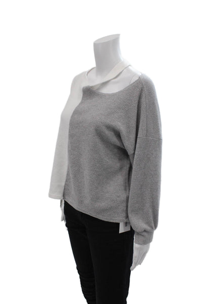 Vintage Havana Womens Long Sleeves Sweatshirt White Grey Size Small